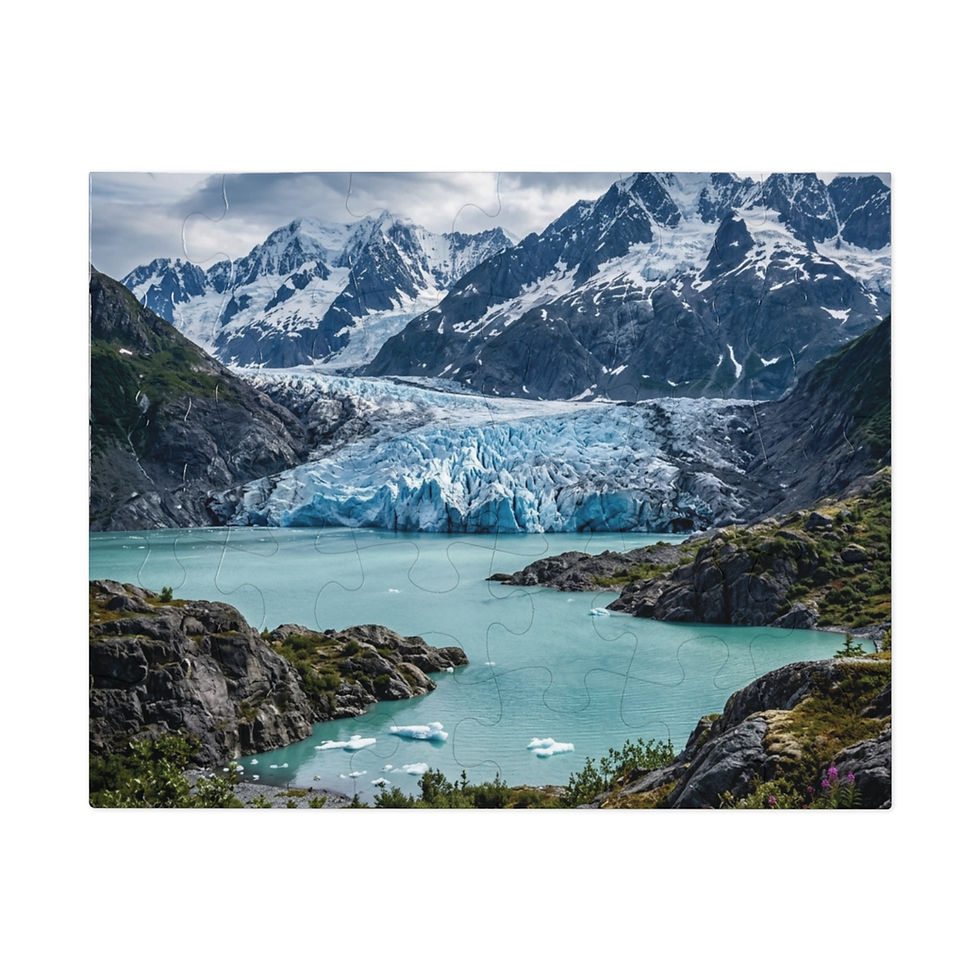 Hình thu nhỏ: Glacier Lake Jigsaw Puzzle — Scenic Mountain Landscape Puzzle with Tin