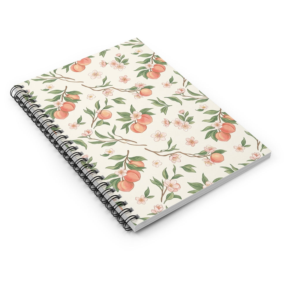 Thumbnail: Peach Blossom Pattern Spiral Notebook | Ruled Journal