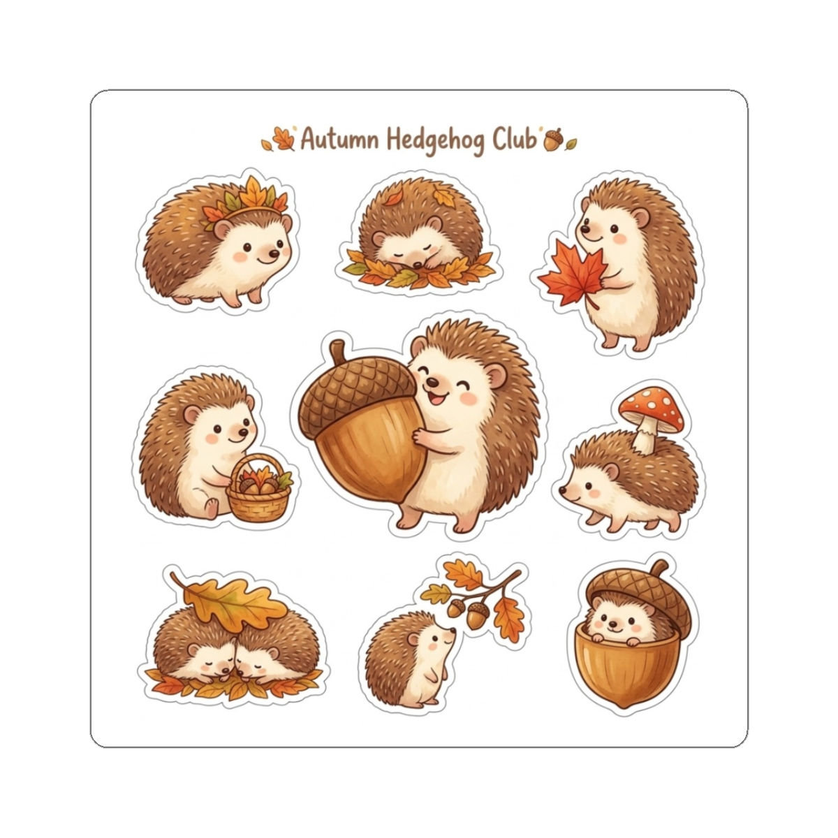 Autumn Hedgehog Club Stickers | Kiss-Cut Sticker Sheet