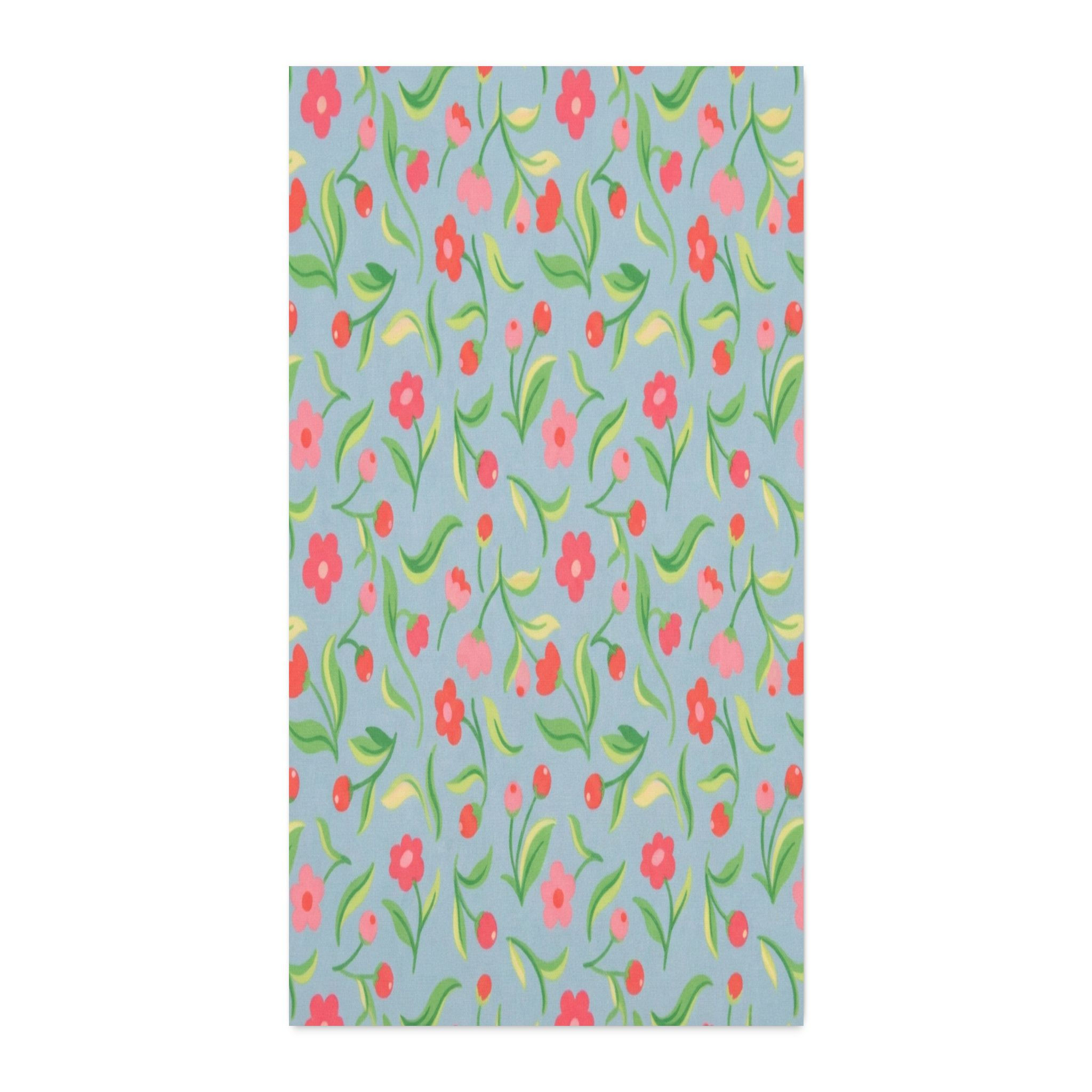 Faux Linen Fabric by the Yard — Pastel Floral Tulip Print