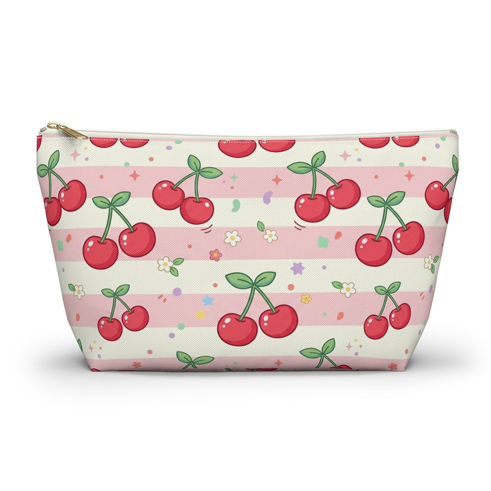 Hình thu nhỏ: Cherry Pattern Accessory Pouch | T-Bottom Bag