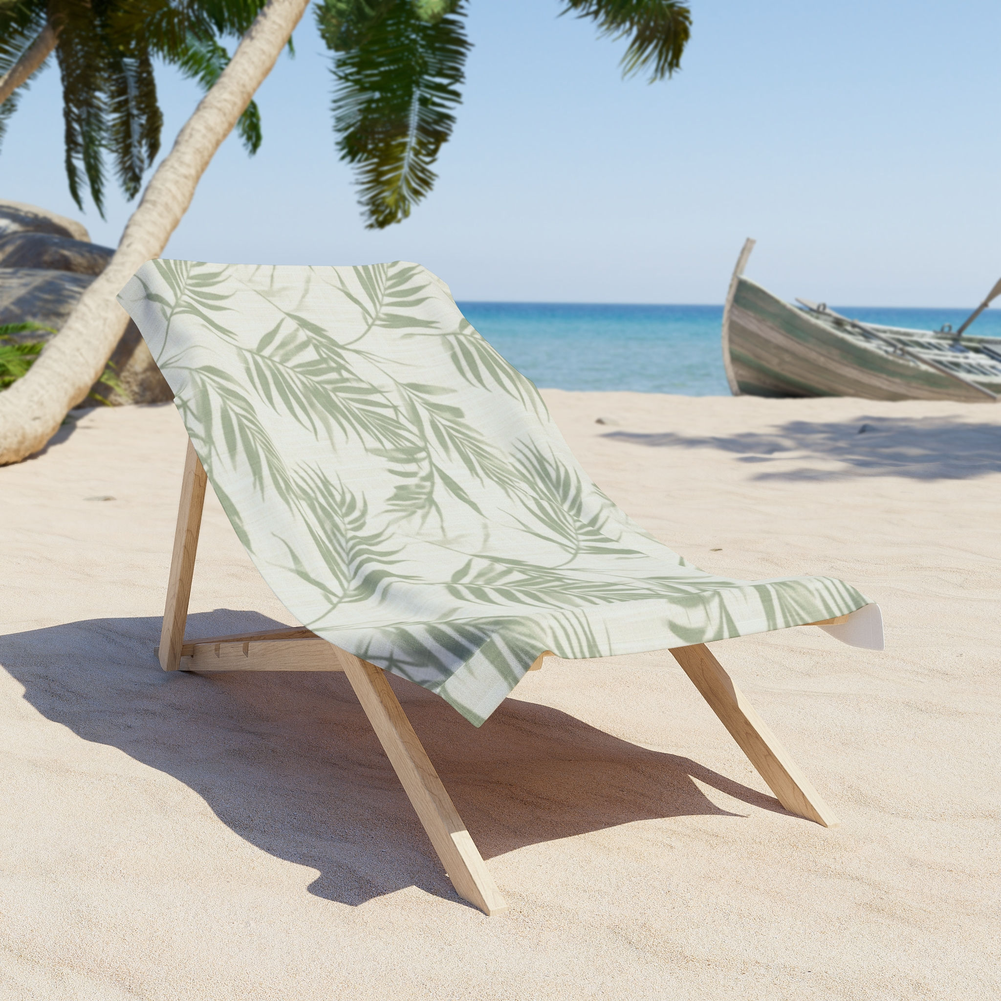 Palm Leaf Beach Towel – Lightweight Tropical Leaves Print