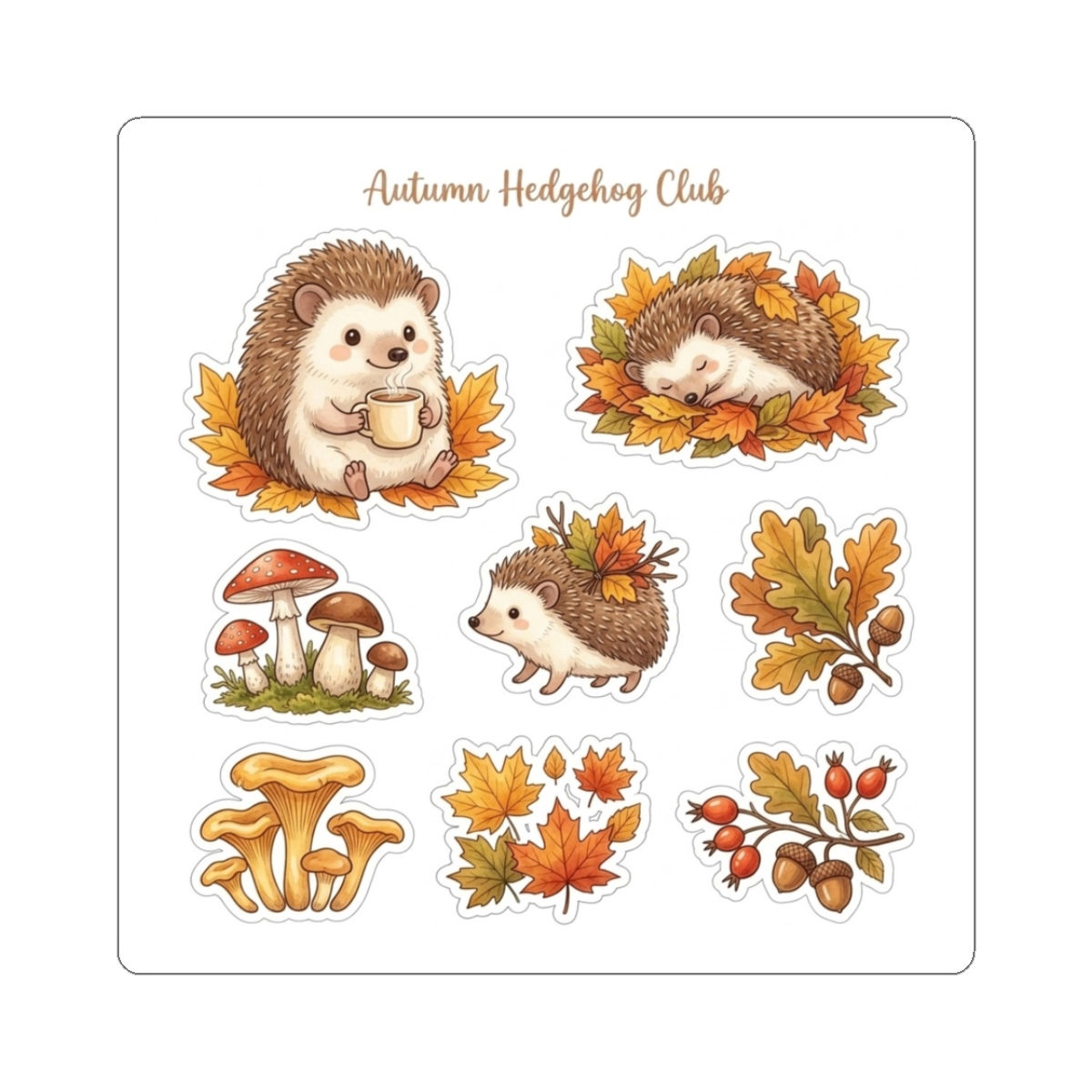 Autumn Hedgehog Club stickers | Kiss-Cut Stickers
