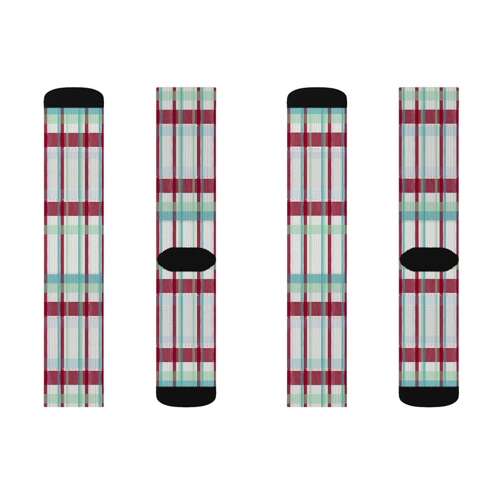 Thumbnail: Red Green Plaid Socks | Sublimation Crew Socks