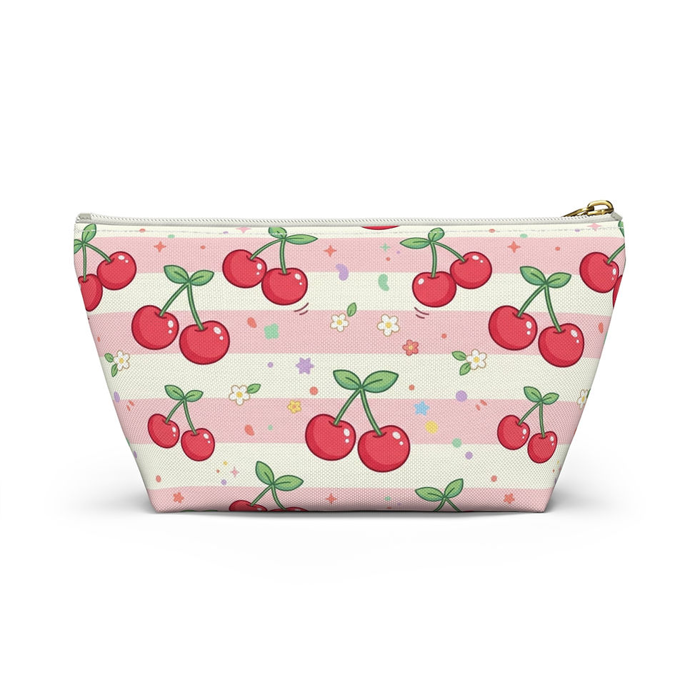 Hình thu nhỏ: Cherry Pattern Accessory Pouch | T-Bottom Bag