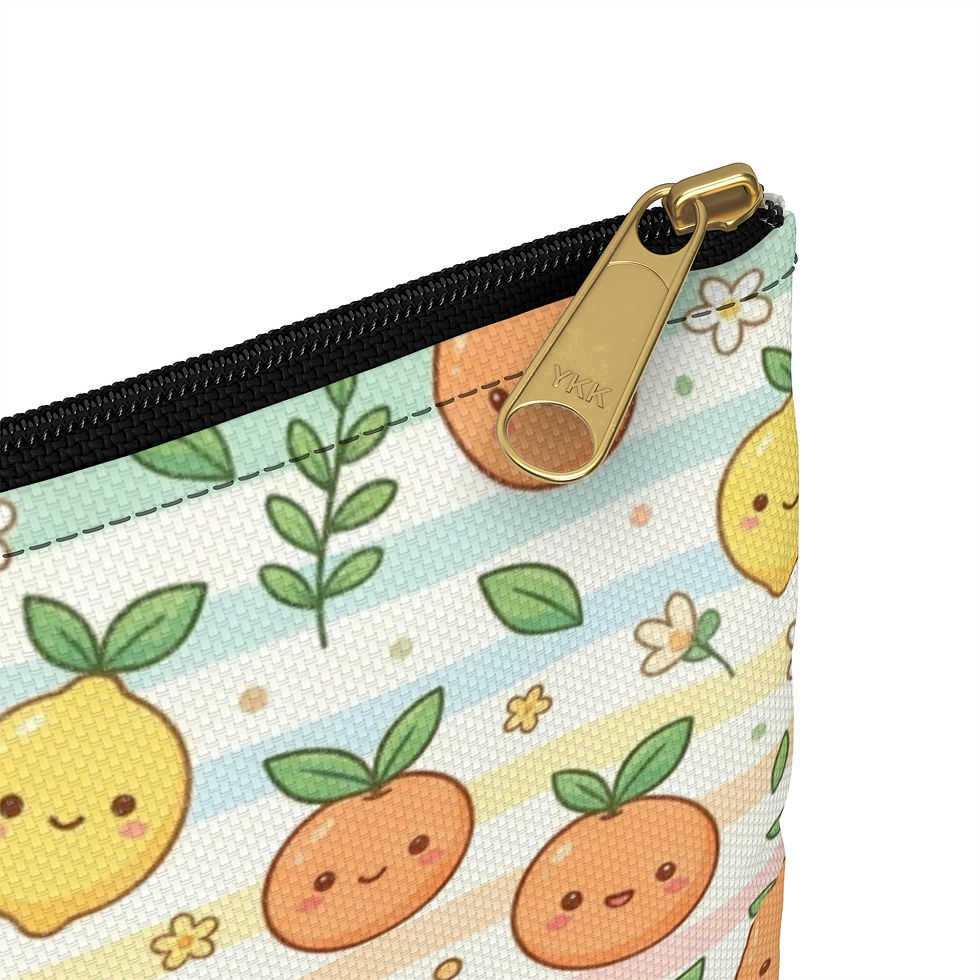Hình thu nhỏ: Kawaii Citrus Pattern Accessory Pouch | Orange Lemon Fruit Print