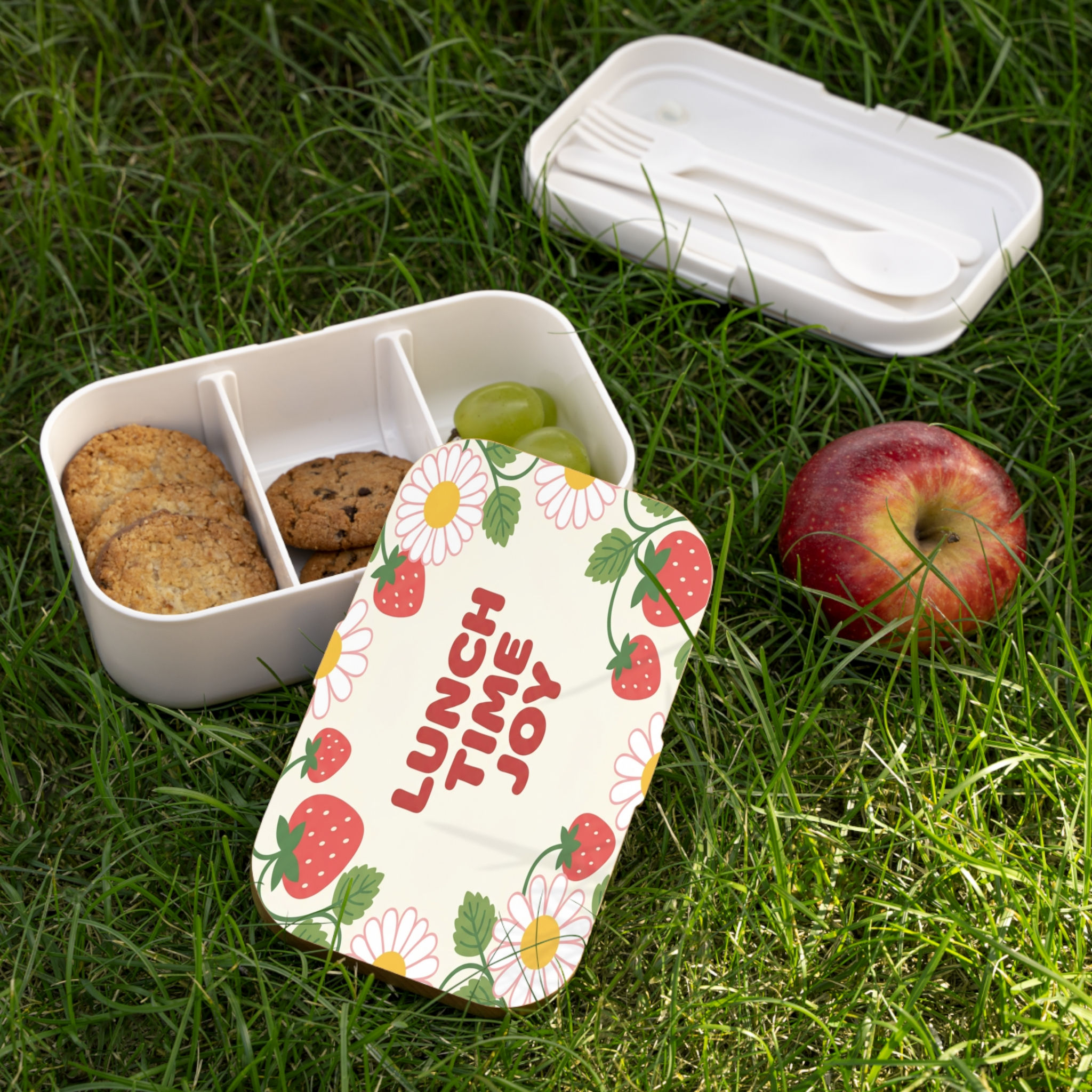 Bento Lunch Box — "Lunch Time Joy" Strawberry & Daisy Eco Lunchbox