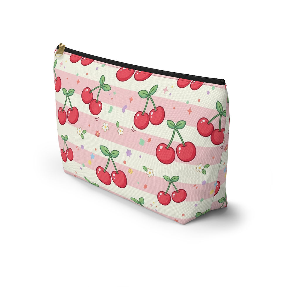 Hình thu nhỏ: Cherry Pattern Accessory Pouch | T-Bottom Bag