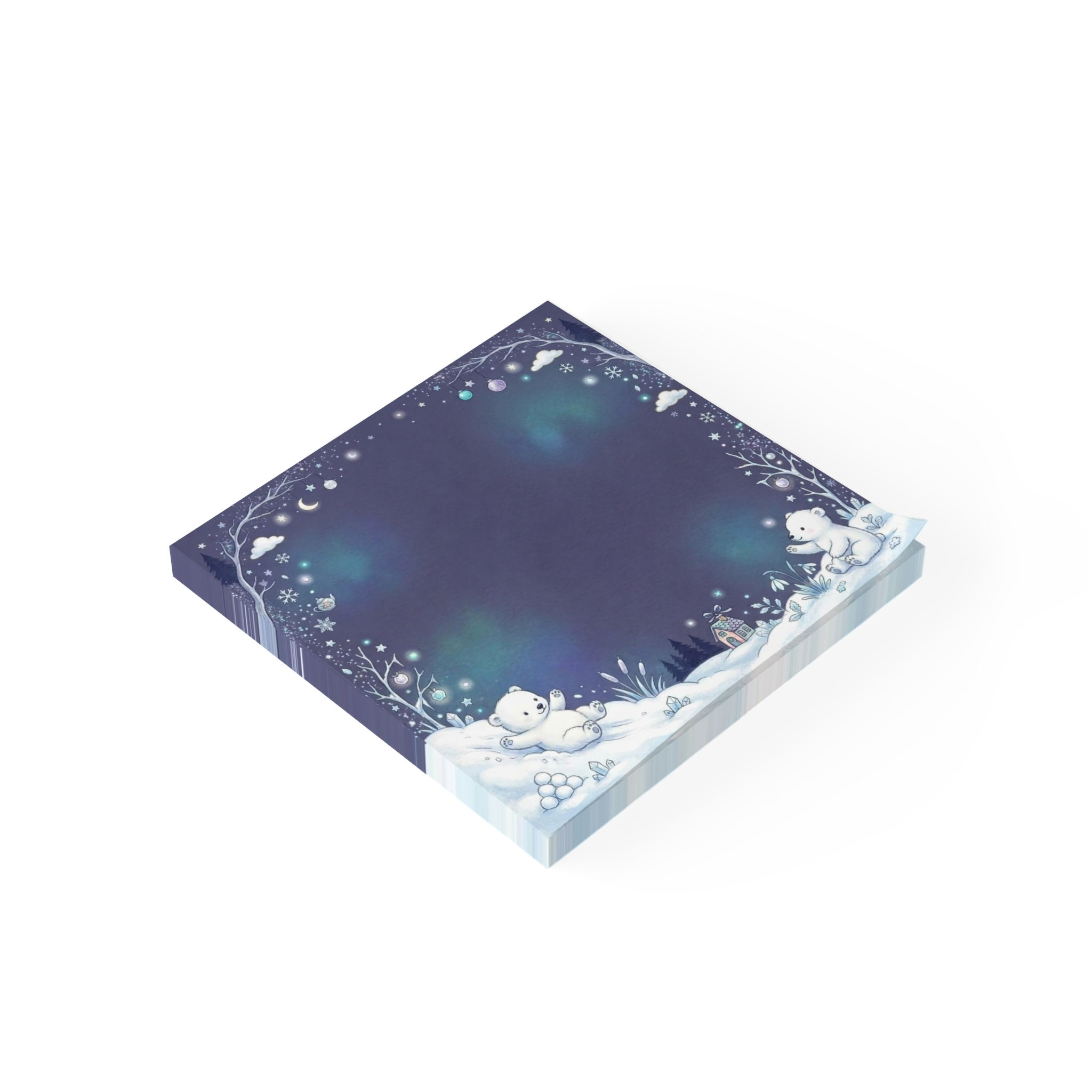 3x3 Winter Polar Bear Snow Scene Post-it® Note Pads | Cute Snowy Forest Notes