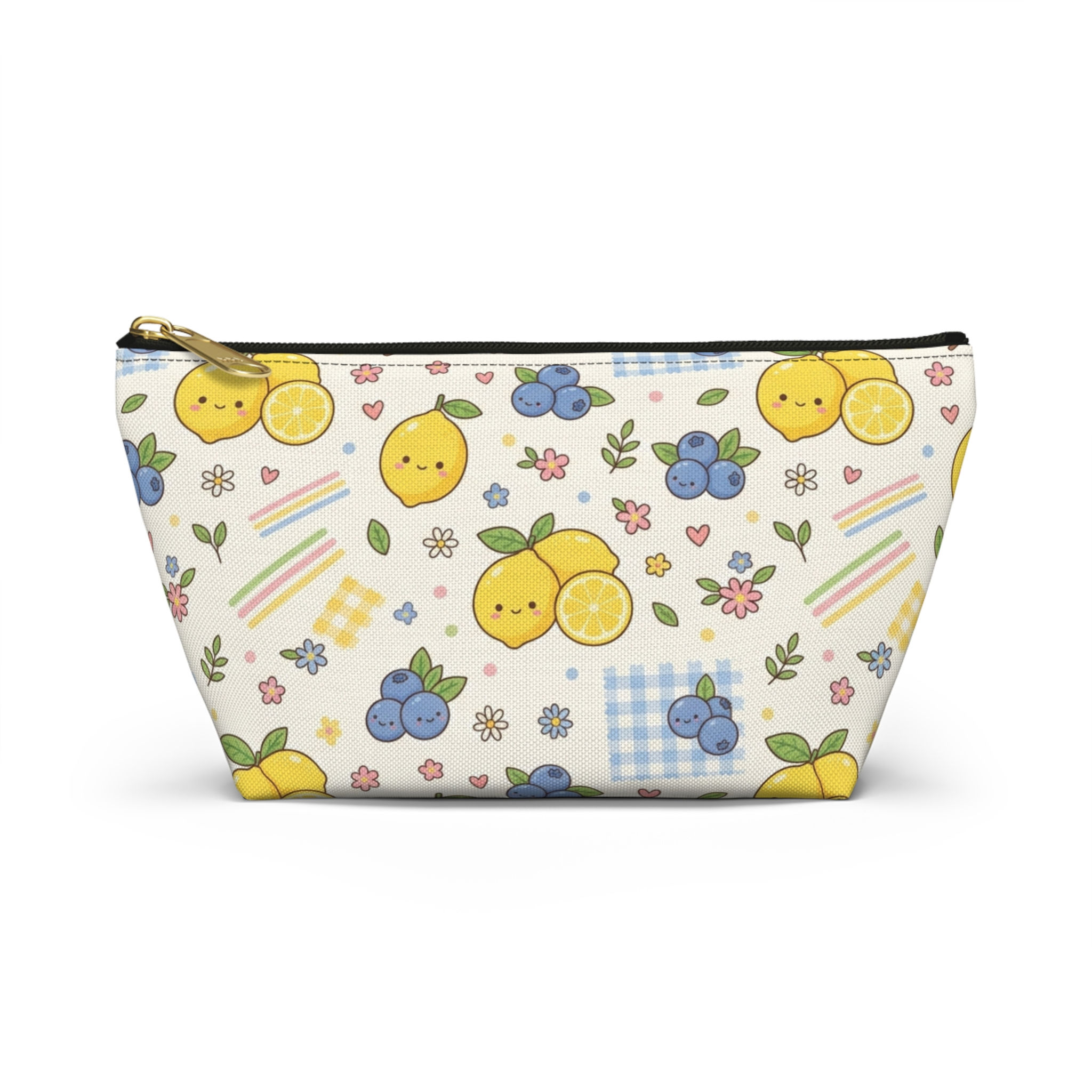 Kawaii Lemon & Blueberry Pattern Accessory Pouch | T-Bottom