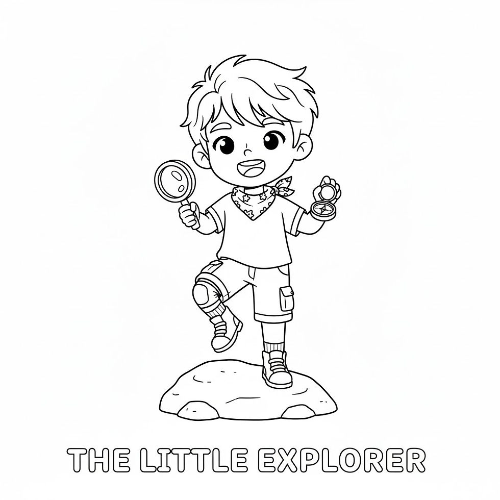 Hình thu nhỏ: Cartoon boy with magnifying glass and flower, the little explorer.