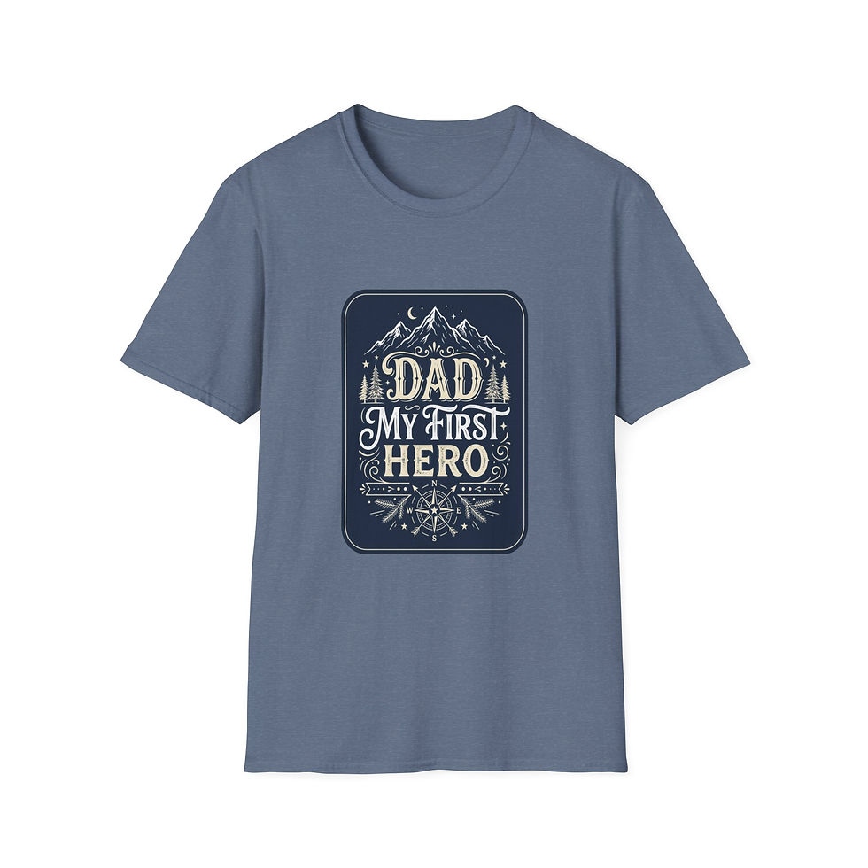 Hình thu nhỏ: Dad My First Hero T-Shirt — Rustic Mountain Father’s Day Tee