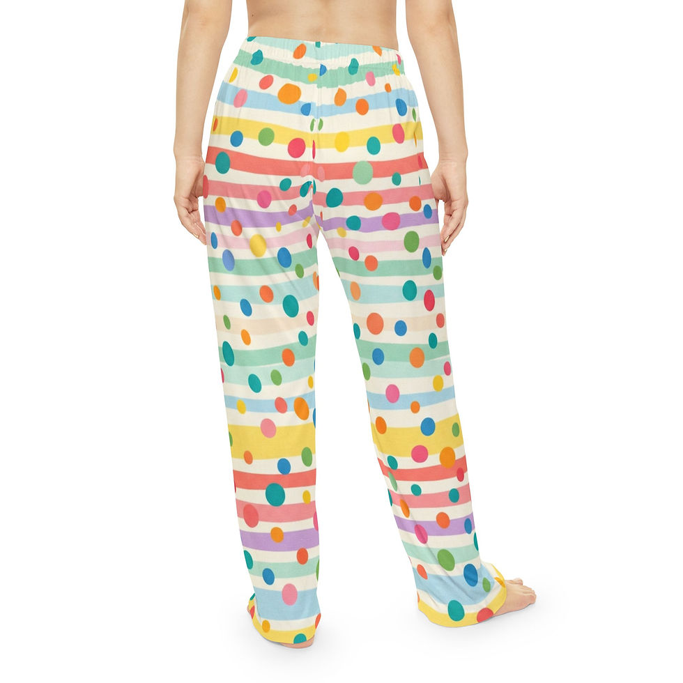 Hình thu nhỏ: Women’s Pajama Pants — Colorful Confetti Stripes Sleep Lounge Pants