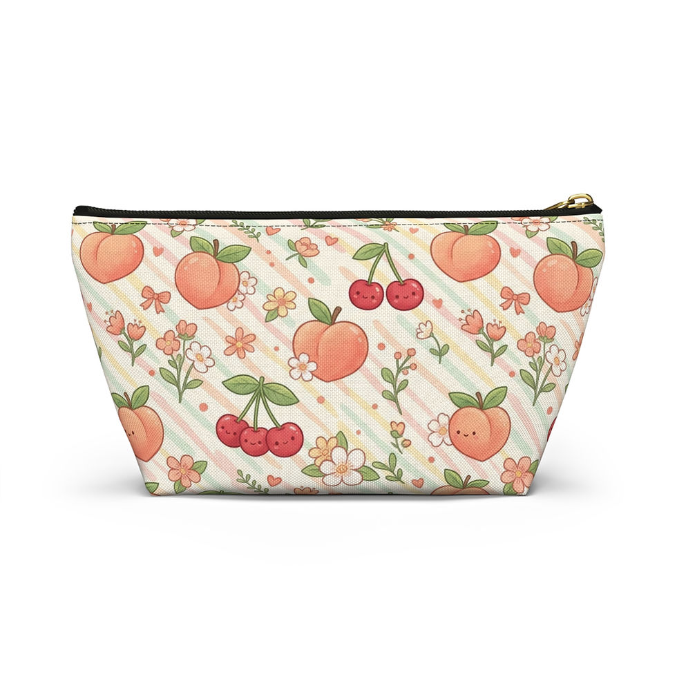 Thumbnail: Kawaii Peach & Cherry Pattern Accessory Pouch