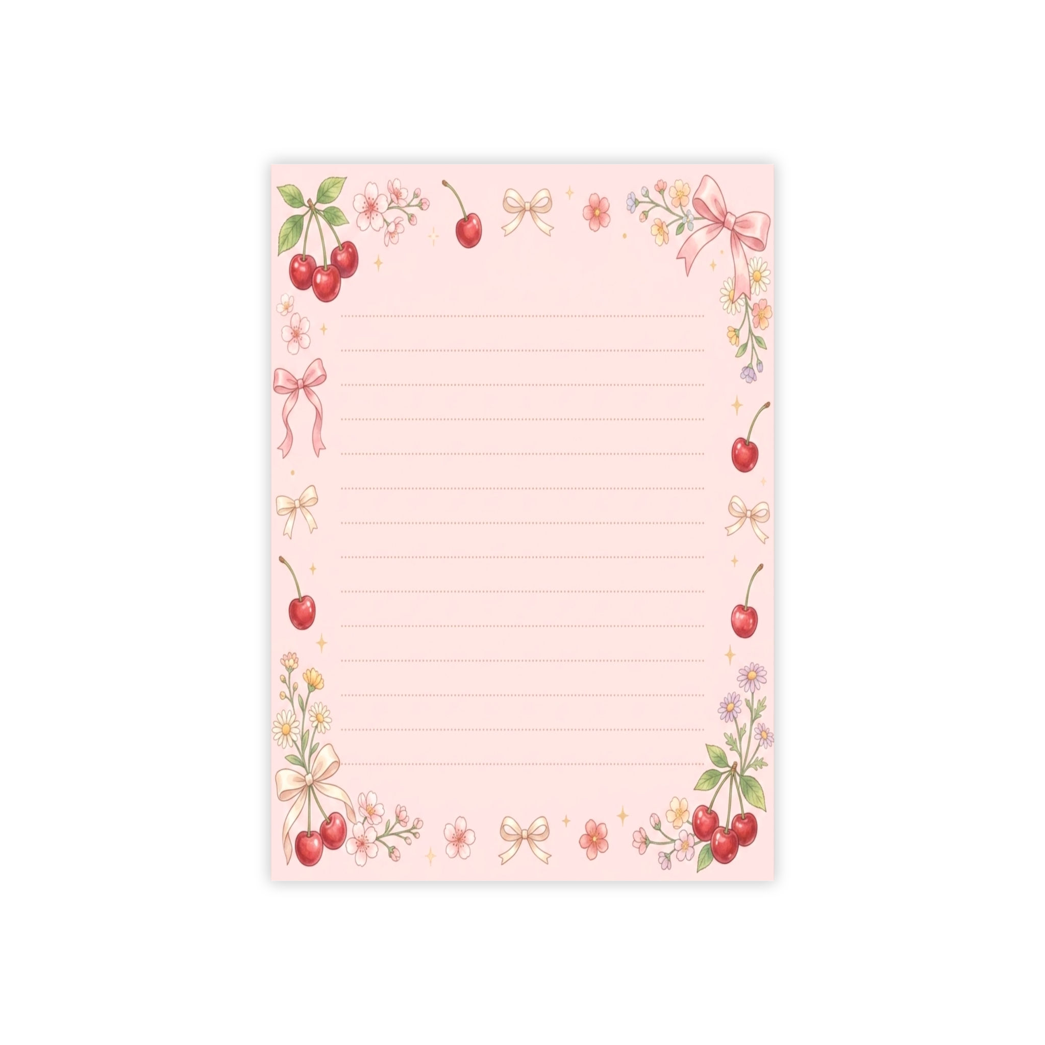 Cherry Blossoms Lined Note Pad — Pink Floral Post-it Style Memo Pads