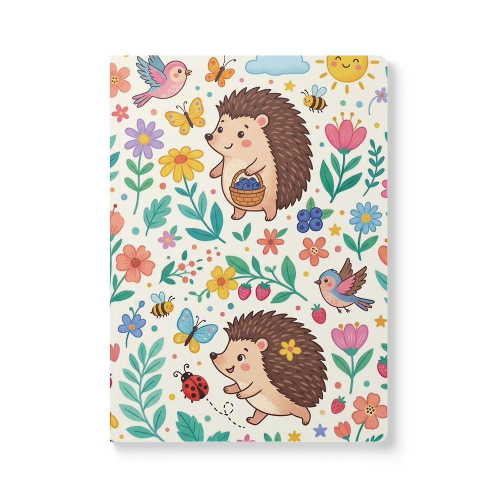 Thumbnail: Cute Hedgehog Floral Pattern Softcover Journal | Cute Hedgehog Notebook