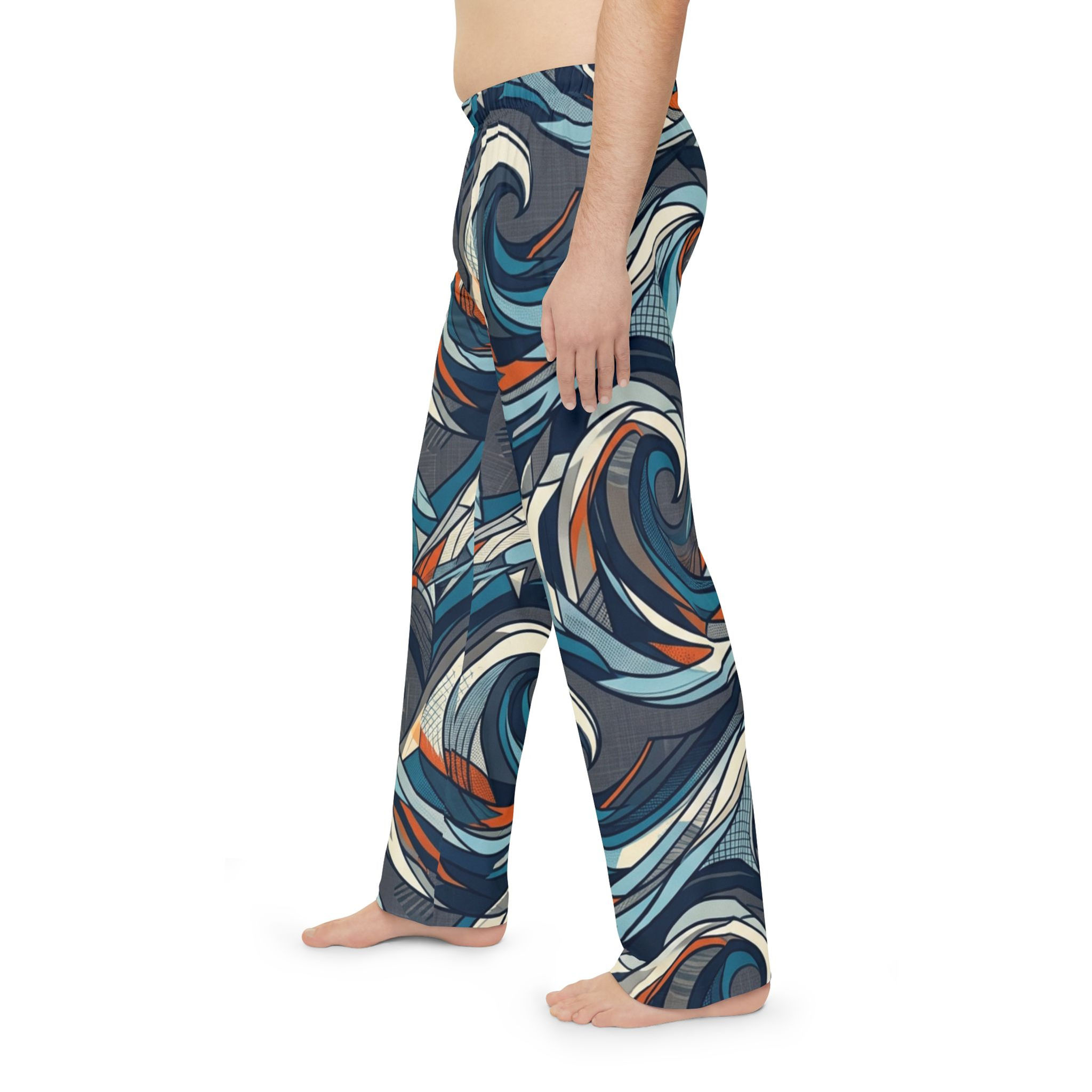 Wave Pattern Pajama Pants — Men's Nautical Lounge Sleepwear