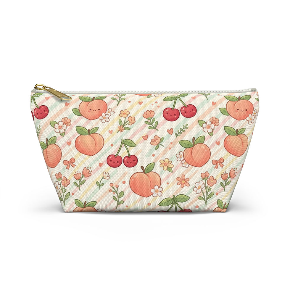 Thumbnail: Kawaii Peach & Cherry Pattern Accessory Pouch