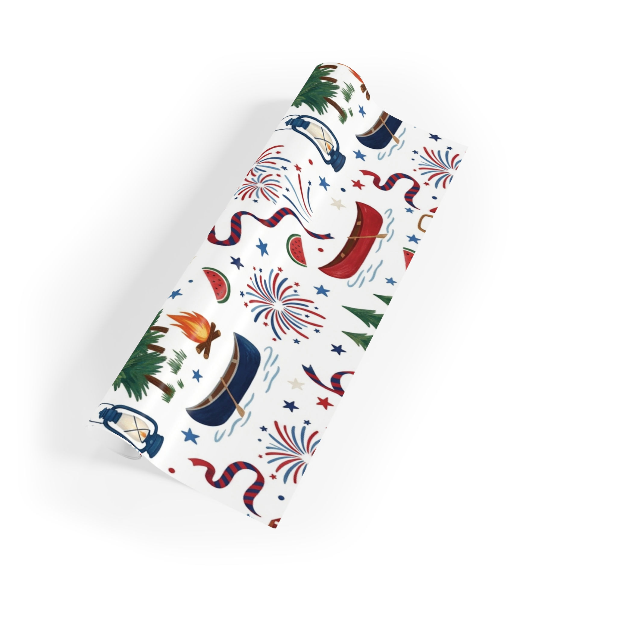 Camping Gift Wrap Roll — Canoes, Campfires & Fireworks