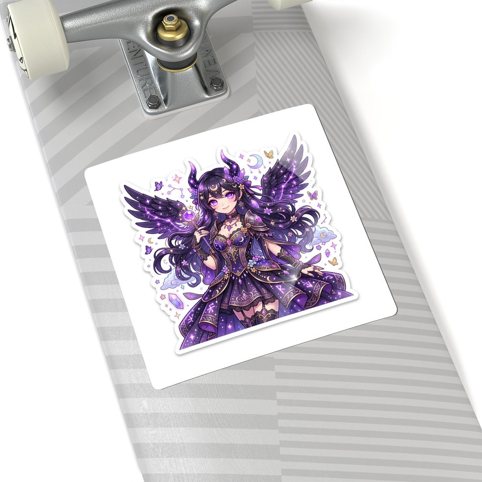 Thumbnail: Dark Moon Angel Kiss-Cut Sticker — Purple Gothic Anime Winged Girl