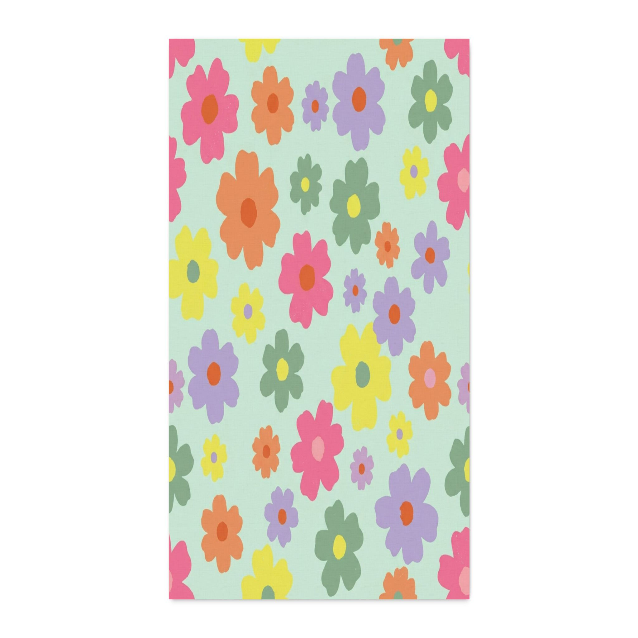 Faux Linen Floral Fabric by the Yard — Retro Pastel Daisy Print