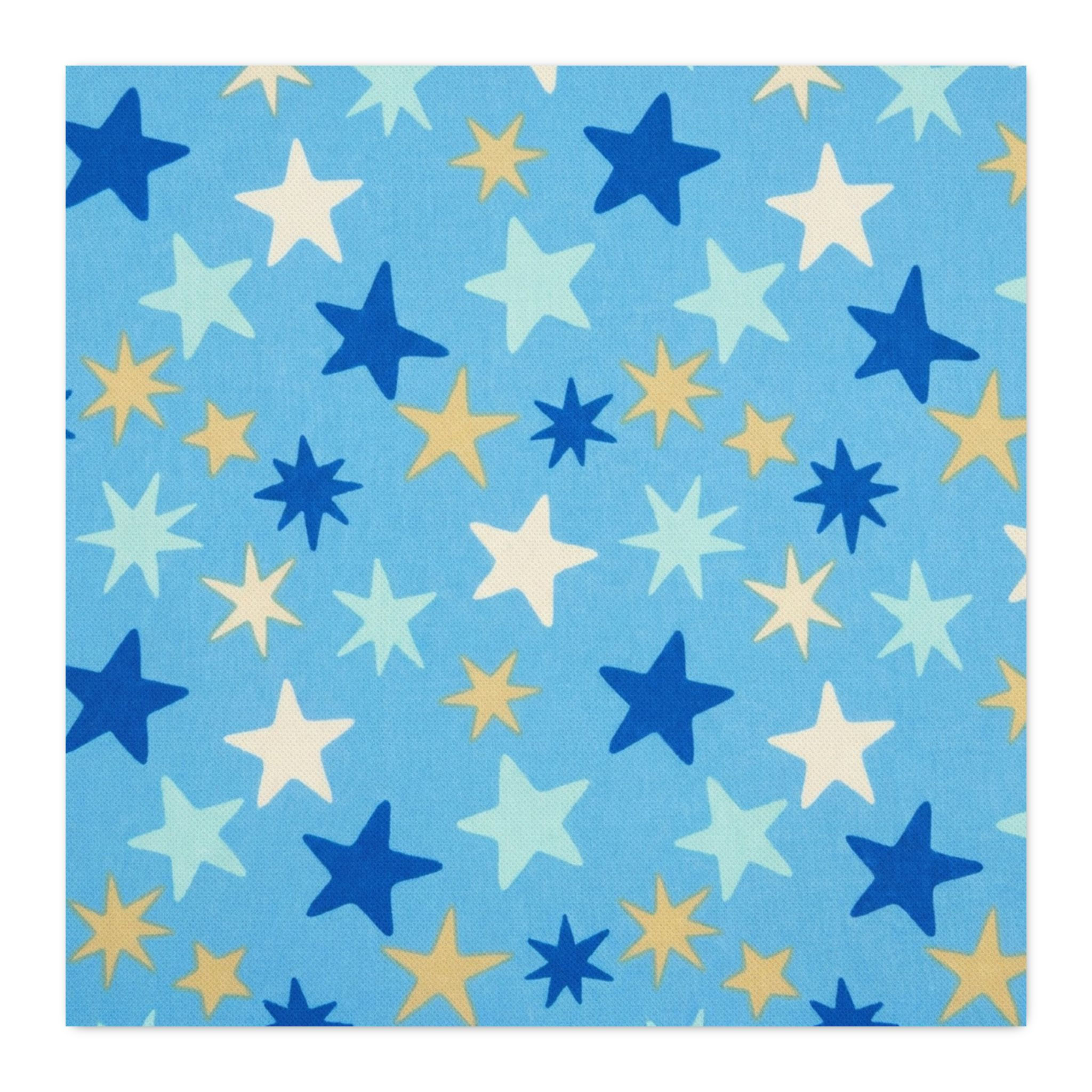 Blue Star Pattern Spun Polyester Fabric-Kids’ Stars Print for Quilting & Crafts