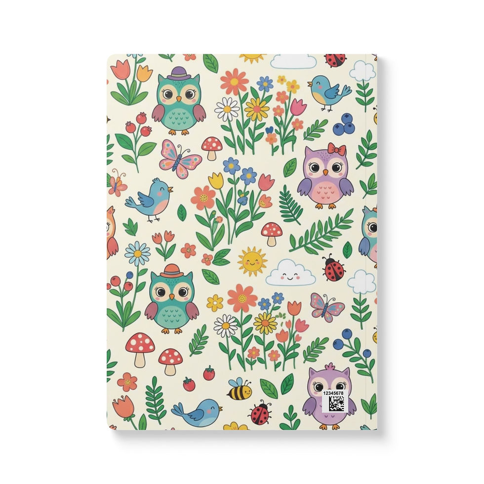 Thumbnail: Cute Owl and Floral Pattern Softcover Journal | Cute Owl Notebook