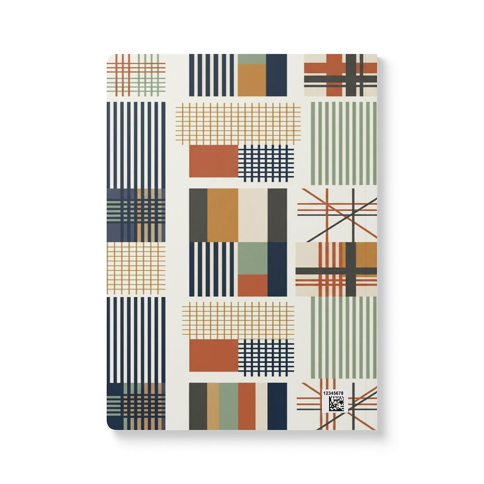 Hình thu nhỏ: Geometric Plaid Softcover Journal — Midcentury Grid Pattern Notebook