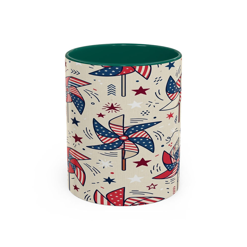 Thumbnail: Patriotic Pinwheel Ceramic Mug — 11oz & 15oz Americana Coffee Cup