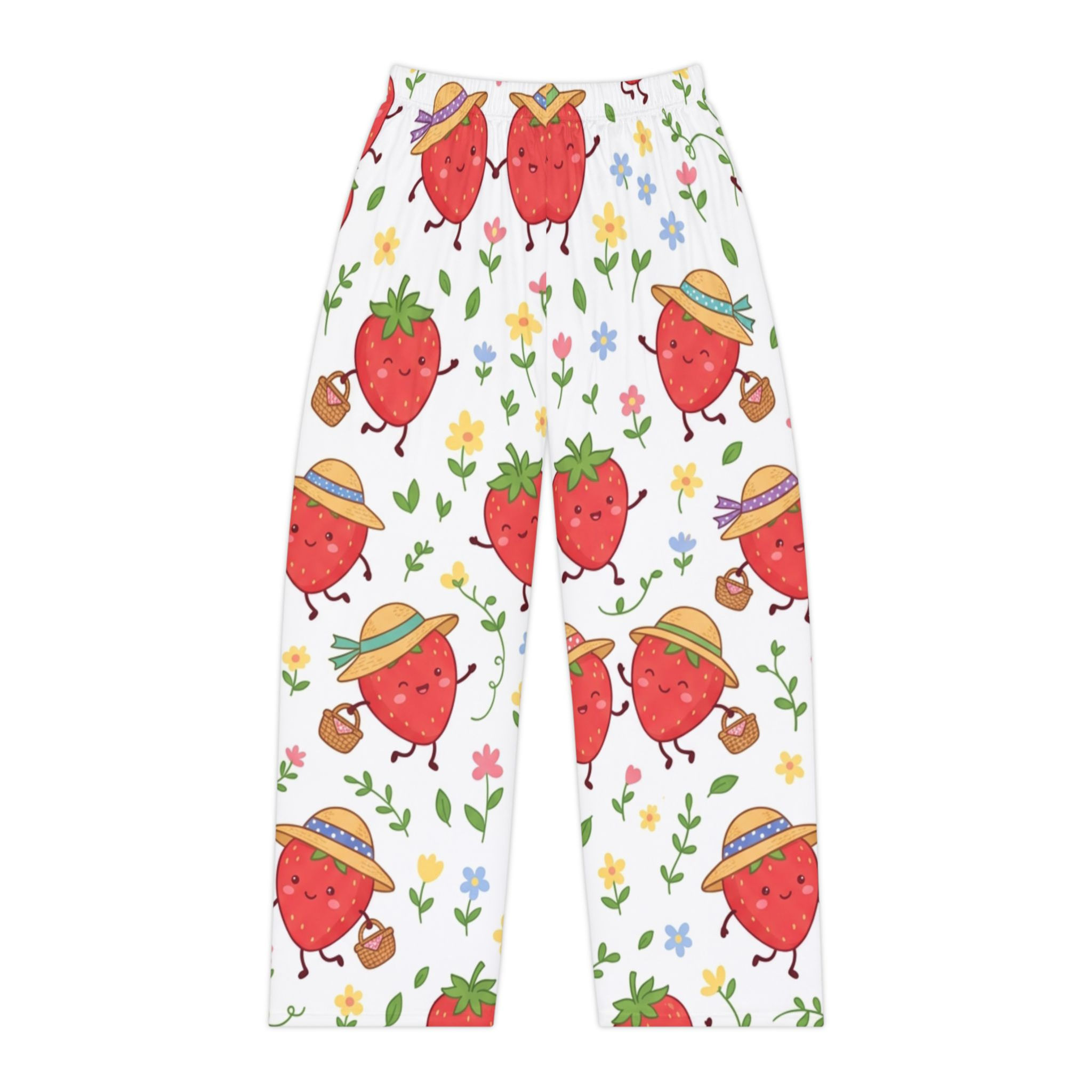 Strawberry Garden Pajama Pants — Women's Cute All-Over-Print Lounge Sleepwear