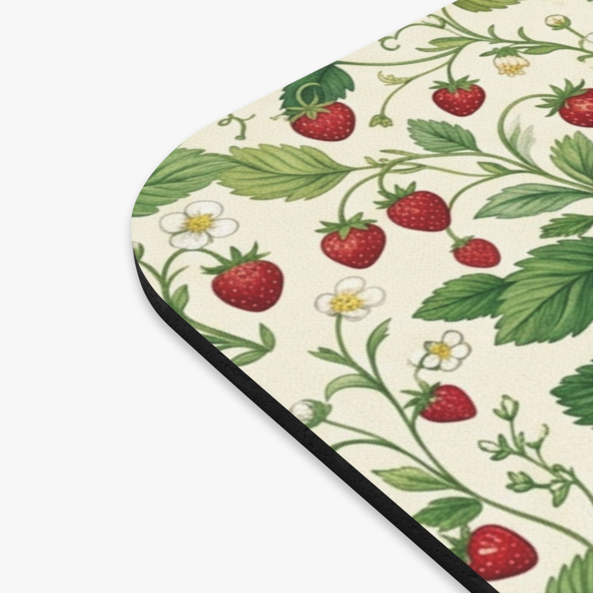 Strawberry Vines Mouse Pad — Botanical Desk Mat with Red Berries