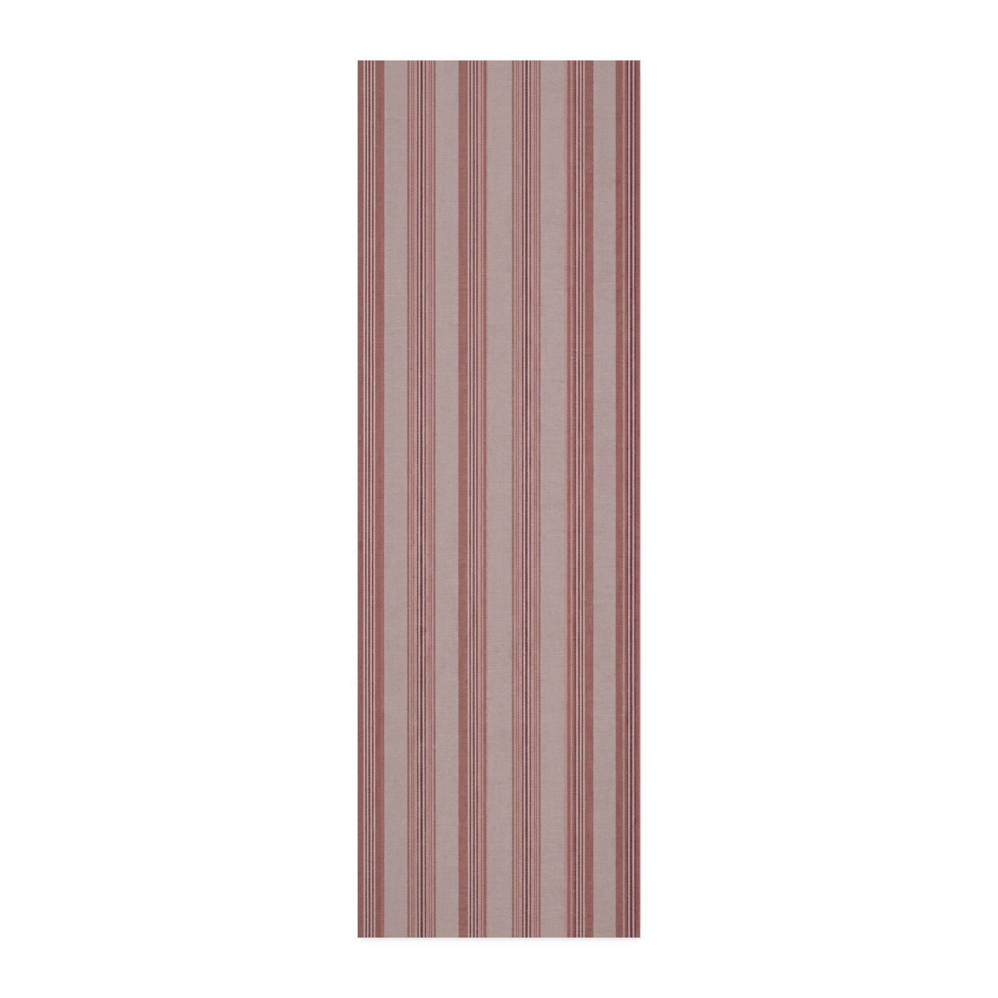Red & White Vertical Stripe Upholstery-Faux Linen Stripe Fabric