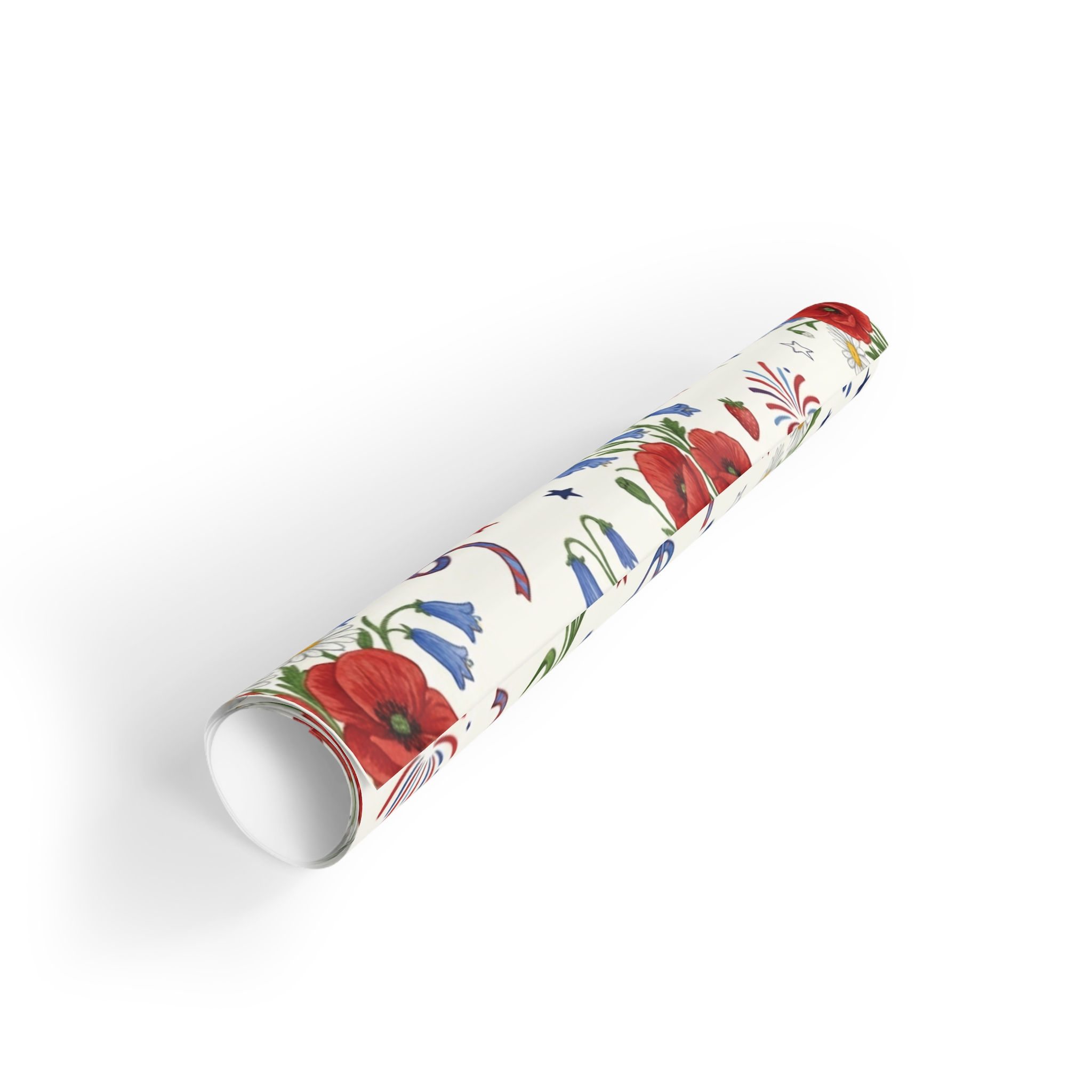 Patriotic Poppy Gift Wrap Roll — Floral Fireworks Wrapping Paper