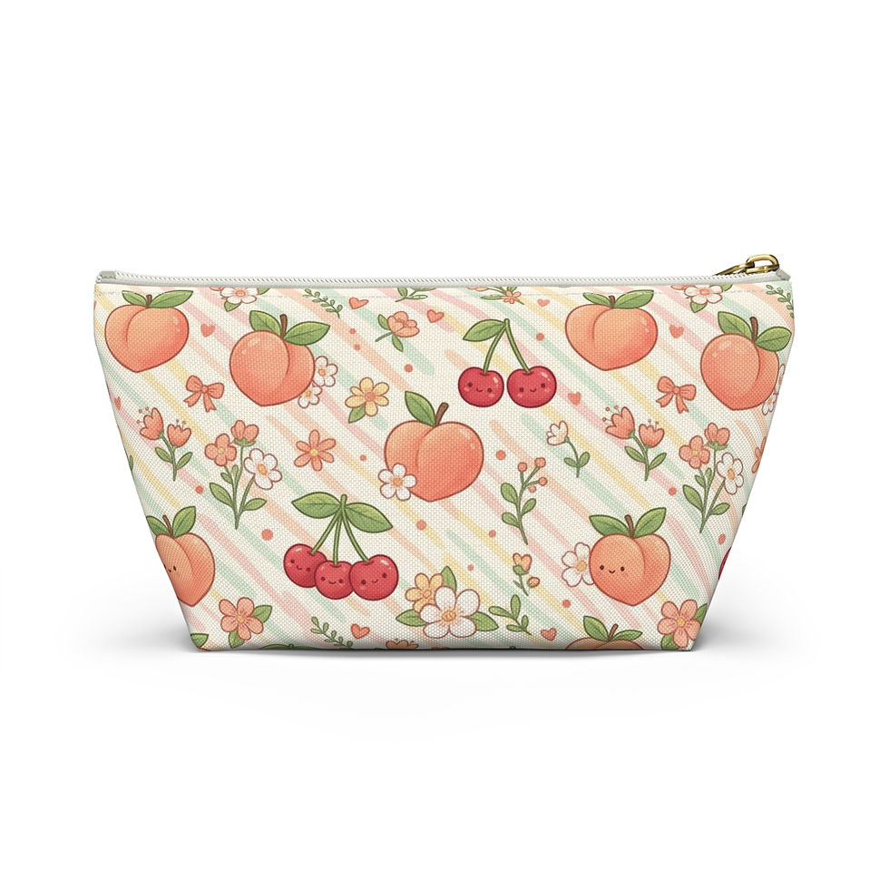 Hình thu nhỏ: Kawaii Peach & Cherry Pattern Accessory Pouch