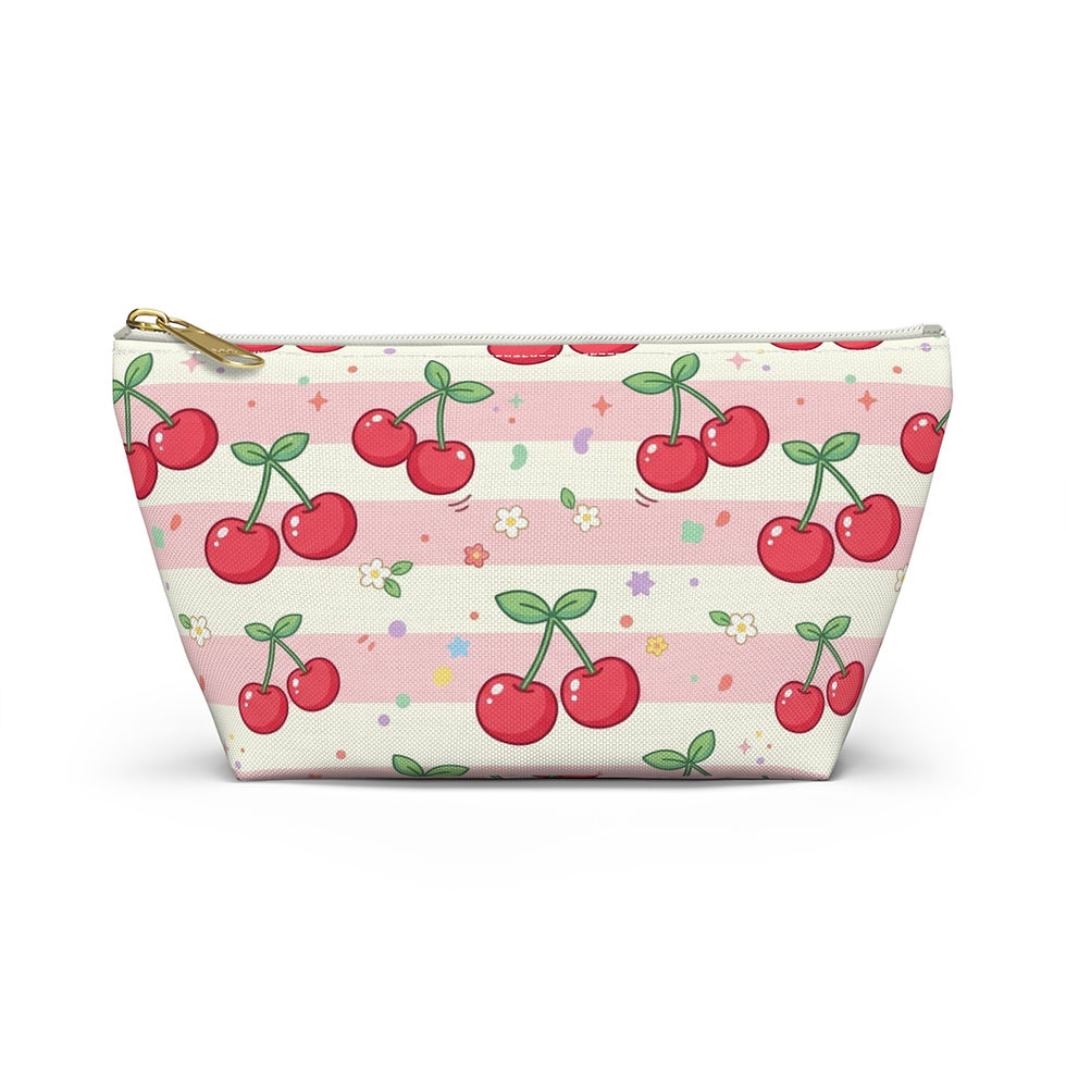 Hình thu nhỏ: Cherry Pattern Accessory Pouch | T-Bottom Bag
