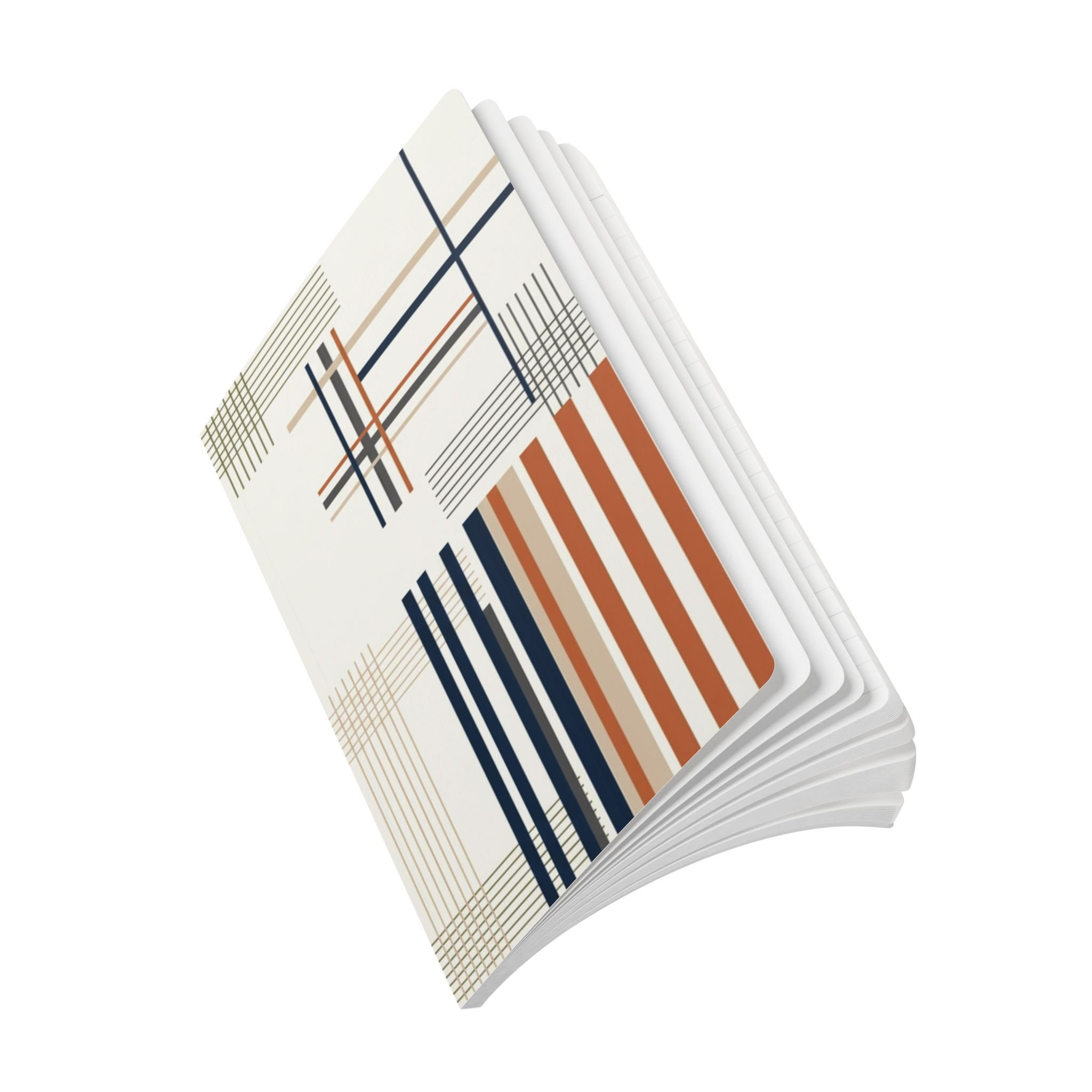 Mid-Century Geometric Softcover Journal — Striped Abstract Lines Notebook