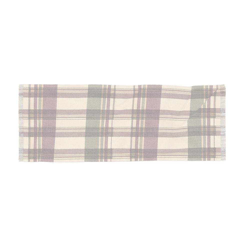 Hình thu nhỏ: Plaid Lightweight Scarf in Muted Autumn Tones 27''x 71''