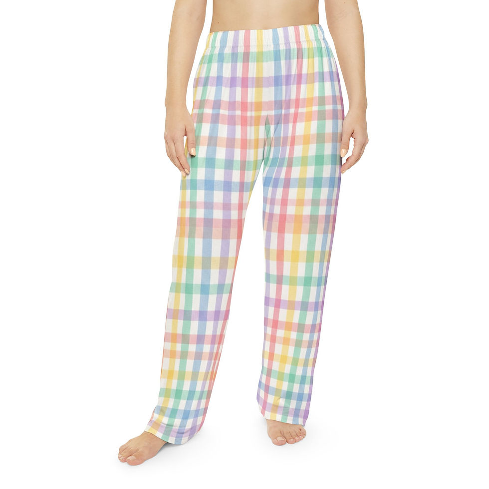 Hình thu nhỏ: Pastel Plaid Pajama Pants — Women's Cozy Lounge Sleepwear
