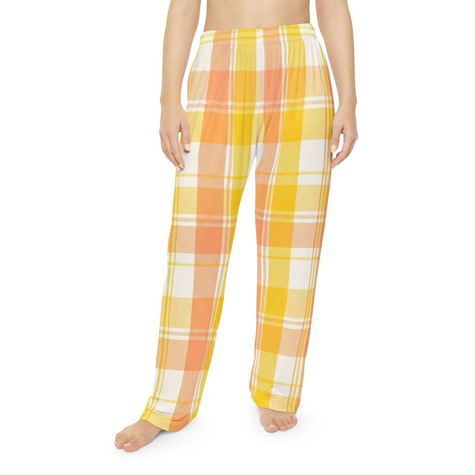 Hình thu nhỏ: Cozy Yellow Plaid Pajama Pants — Women's Lounge Sleepwear