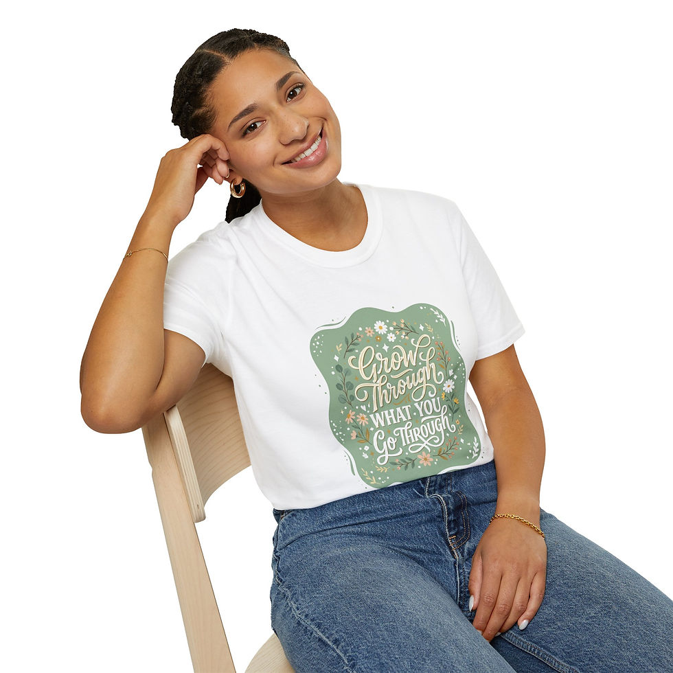 Hình thu nhỏ: Grow Through What You Go Through T-Shirt — Inspirational Floral Graphic Tee