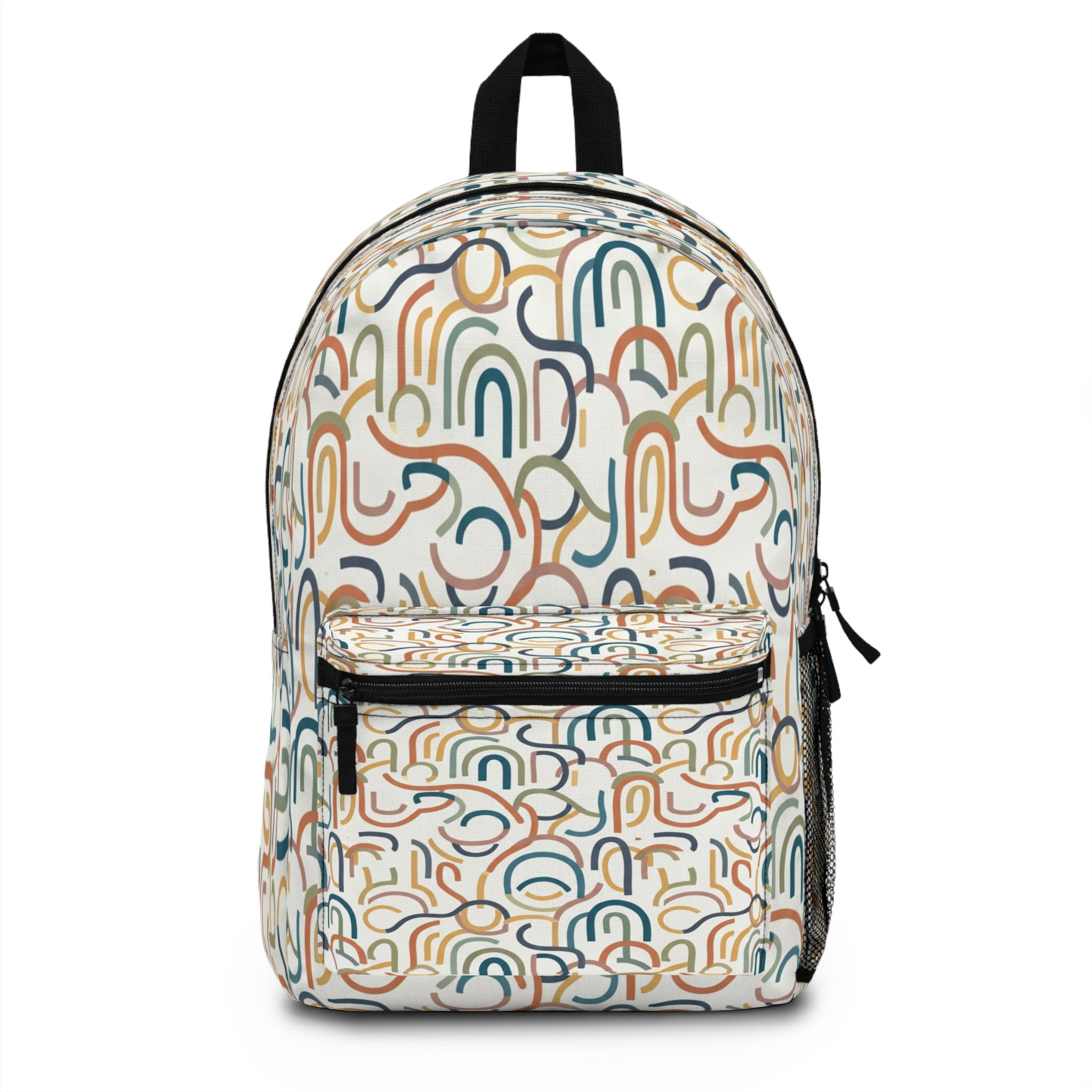 Retro Abstract Arch Pattern Backpack-Boho Geometric Daypack for School & Travel
