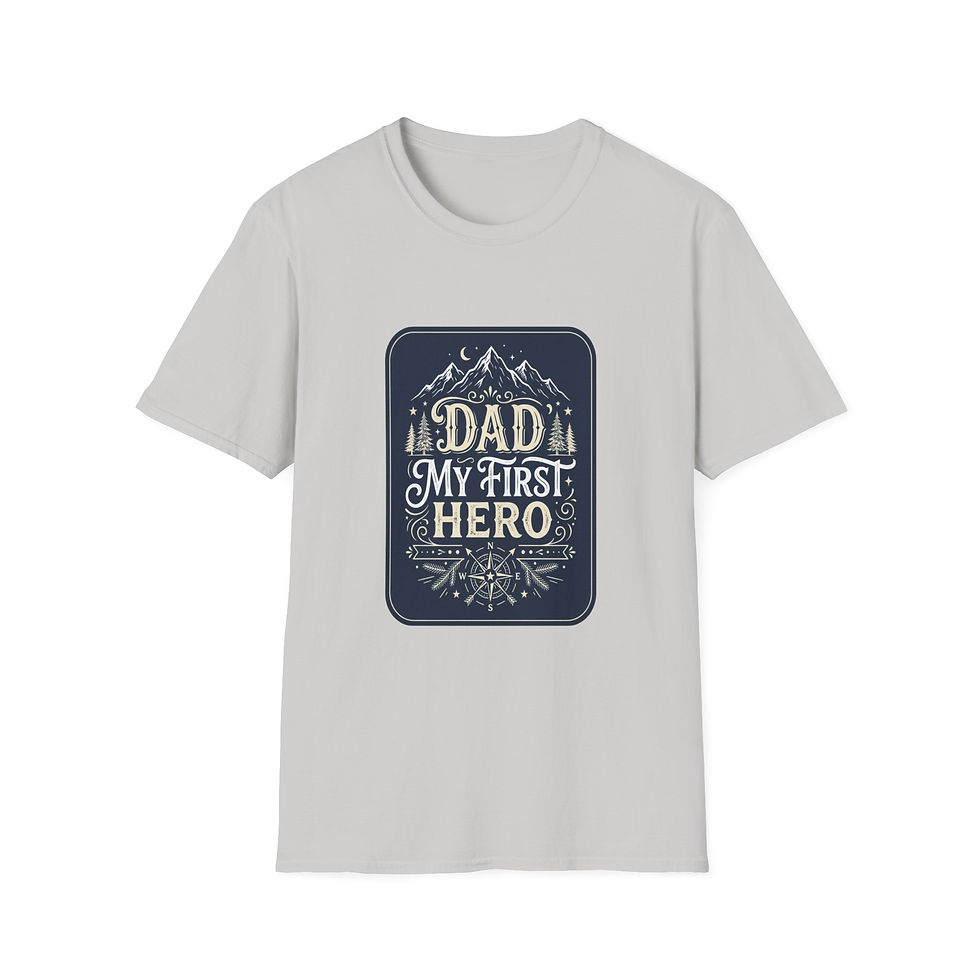 Hình thu nhỏ: Dad My First Hero T-Shirt — Rustic Mountain Father’s Day Tee