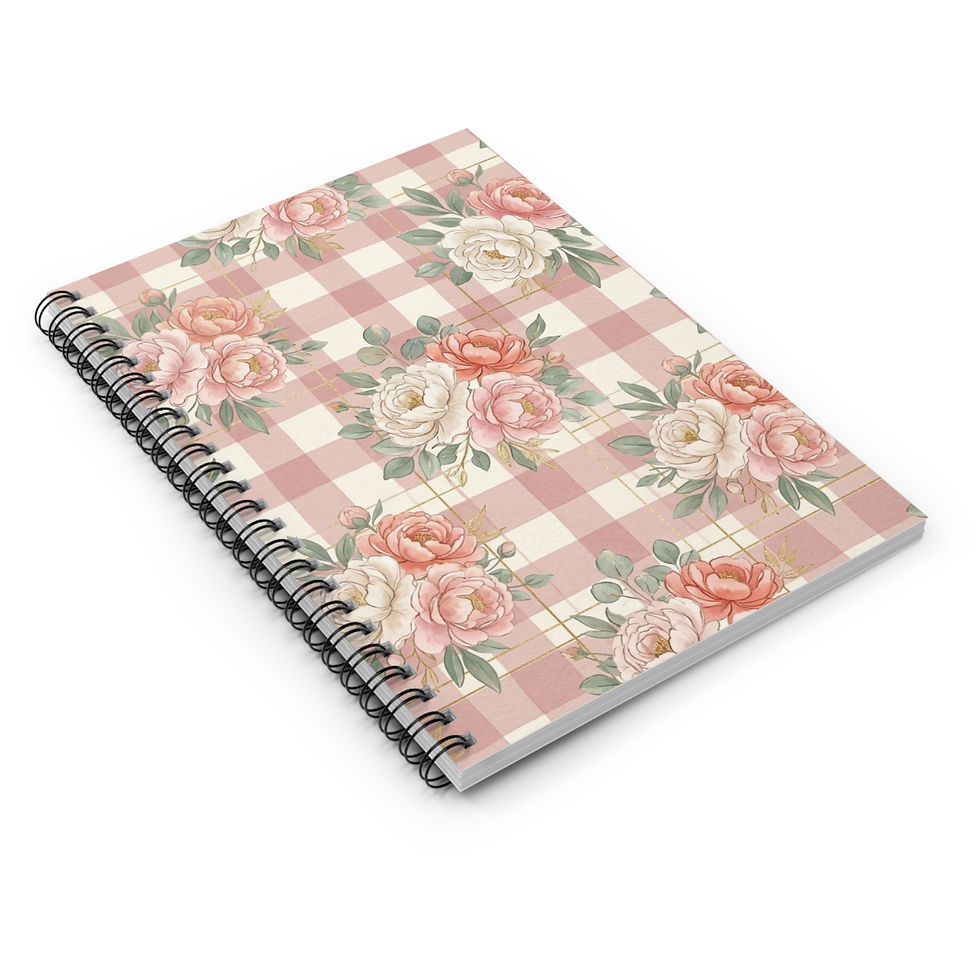 Thumbnail: Vintage Floral Plaid Spiral Notebook | Ruled Journal
