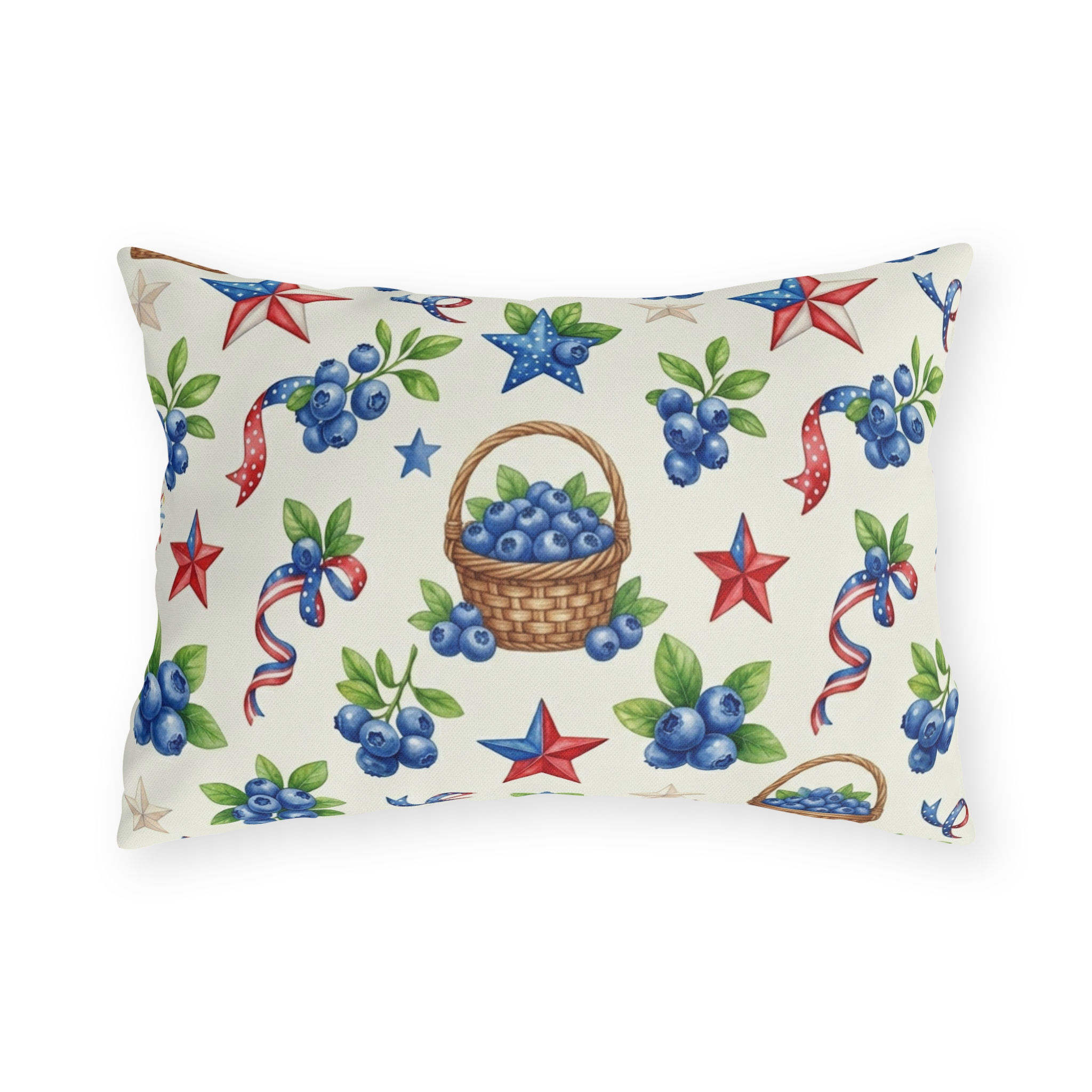 Outdoor Pillow — Patriotic Blueberries & Stars Decorative Throw Pillow