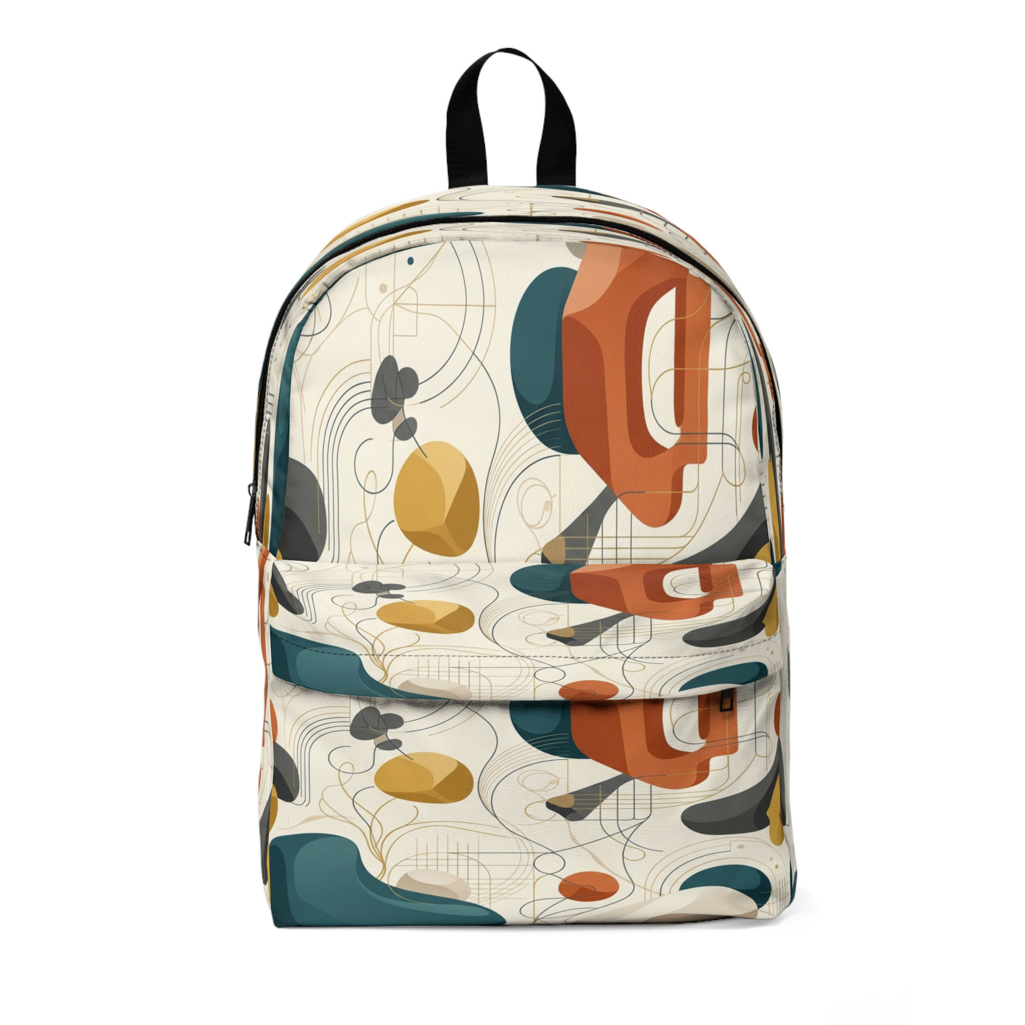 Abstract Retro Shapes Backpack — Mid-Century Modern Pattern School & Travel Bag
