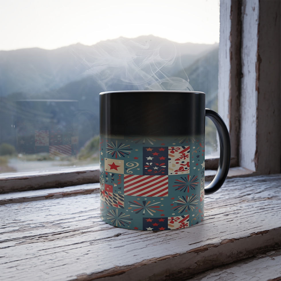 Thumbnail: Patriotic Patchwork Color-Morph Mug — 11oz