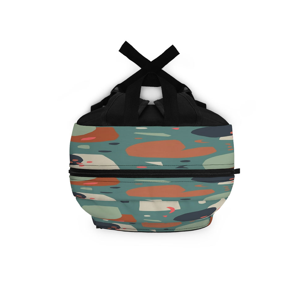Thumbnail: Abstract Colorblock Backpack — Modern Teal & Coral Pattern