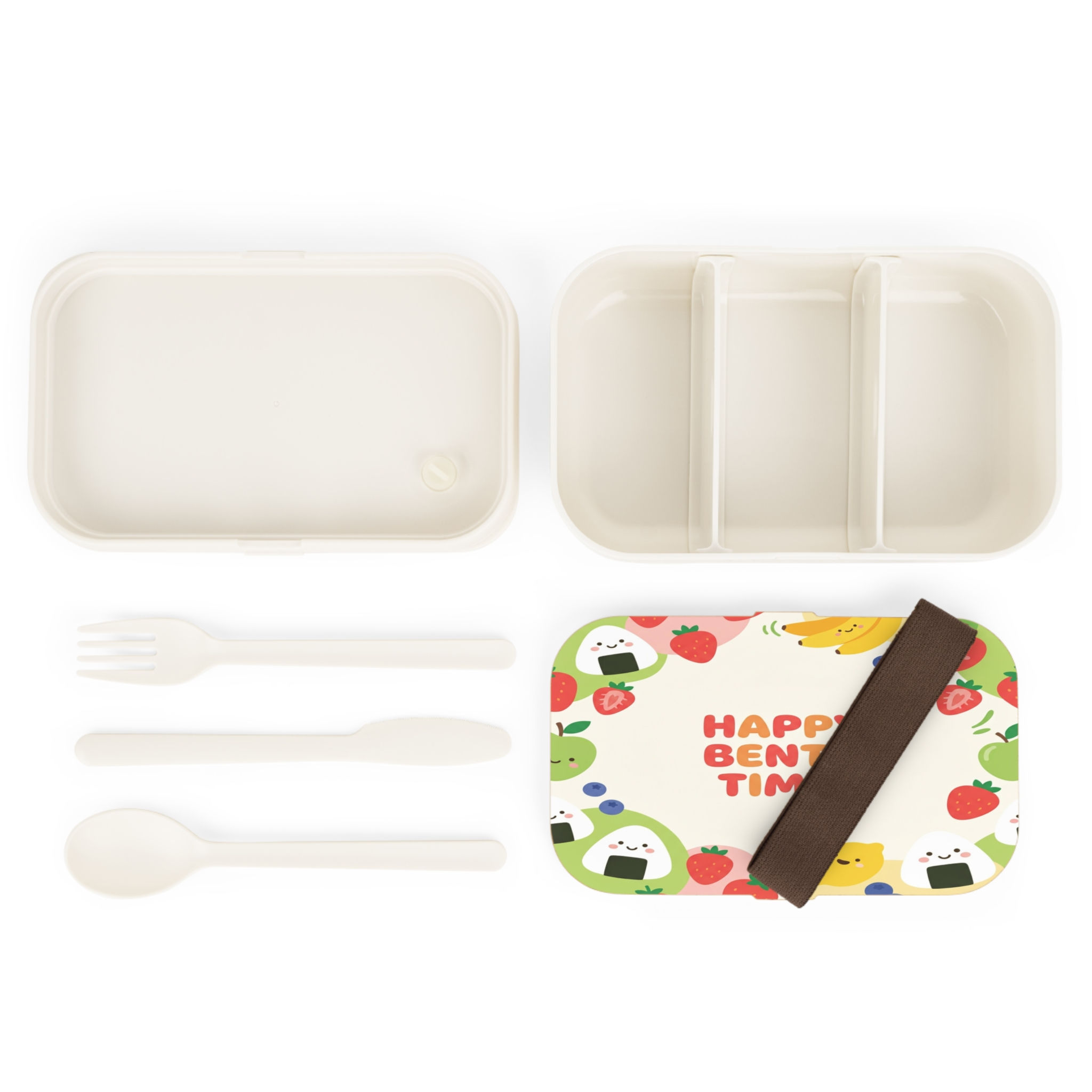 Happy Bento Time-Cute Japanese Bento Lunch Box with Fruit & Onigiri Design