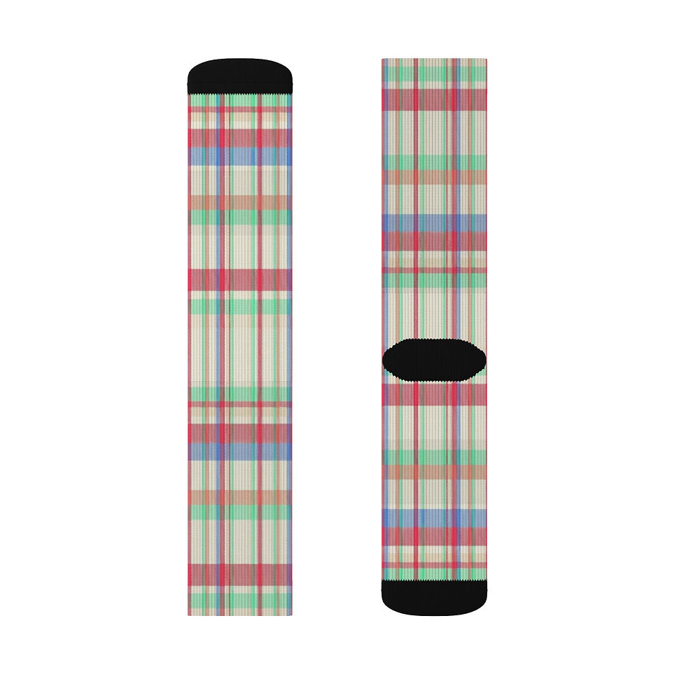 Thumbnail: Pastel Plaid Sublimation Socks | Colorful Checkered Crew Socks