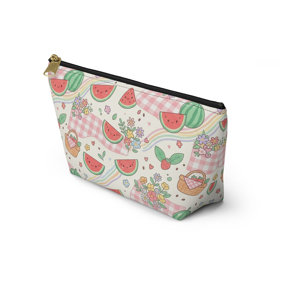 Hình thu nhỏ: Watermelon Picnic Pattern Accessory Pouch | T-Bottom Zipper Pouch